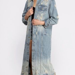 Windsor - DESTRUCTED LONG LINE DENIM JACKET